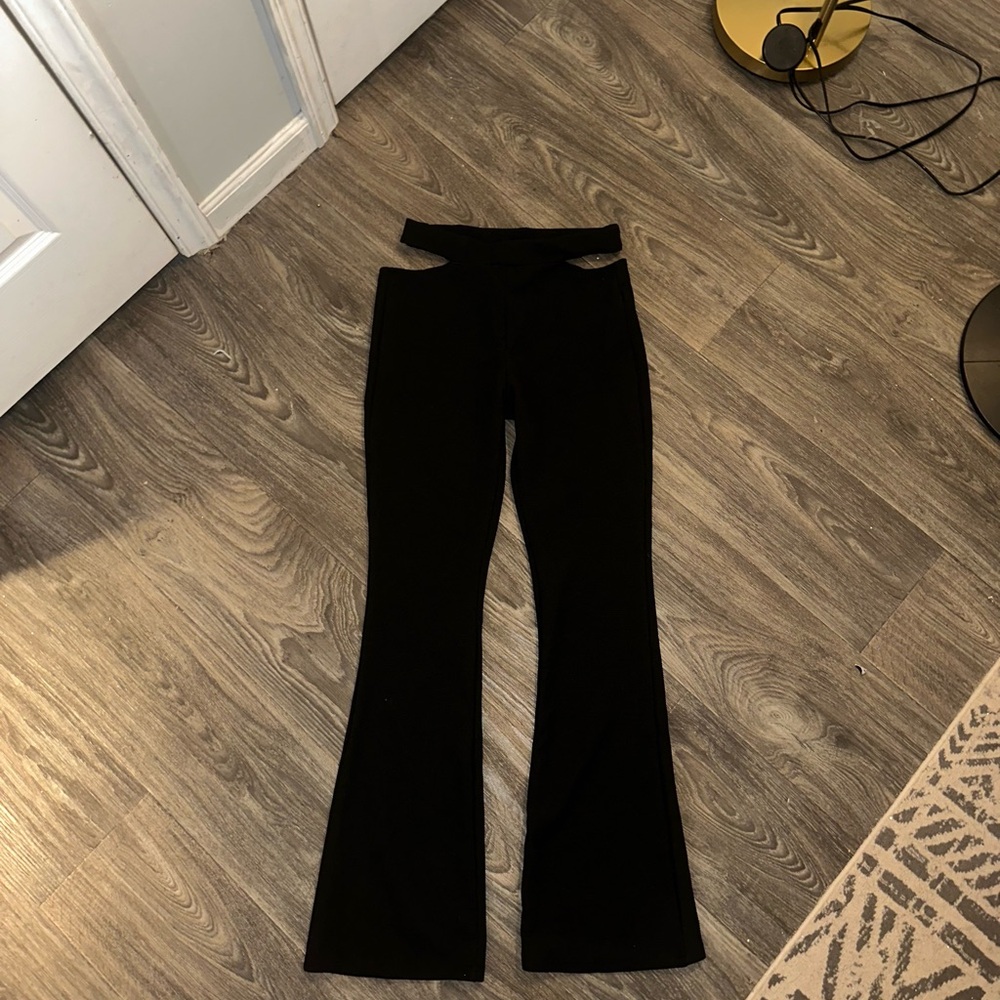 Black Cut-Out Flare Pants